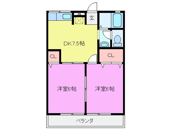 クレアール江島 Ｂ棟の物件間取画像